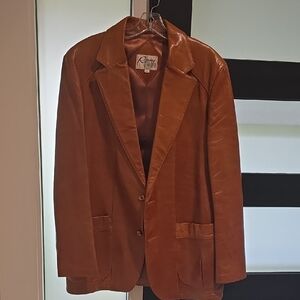 Remy Leather Brown Sport Coat with Notched Lapels